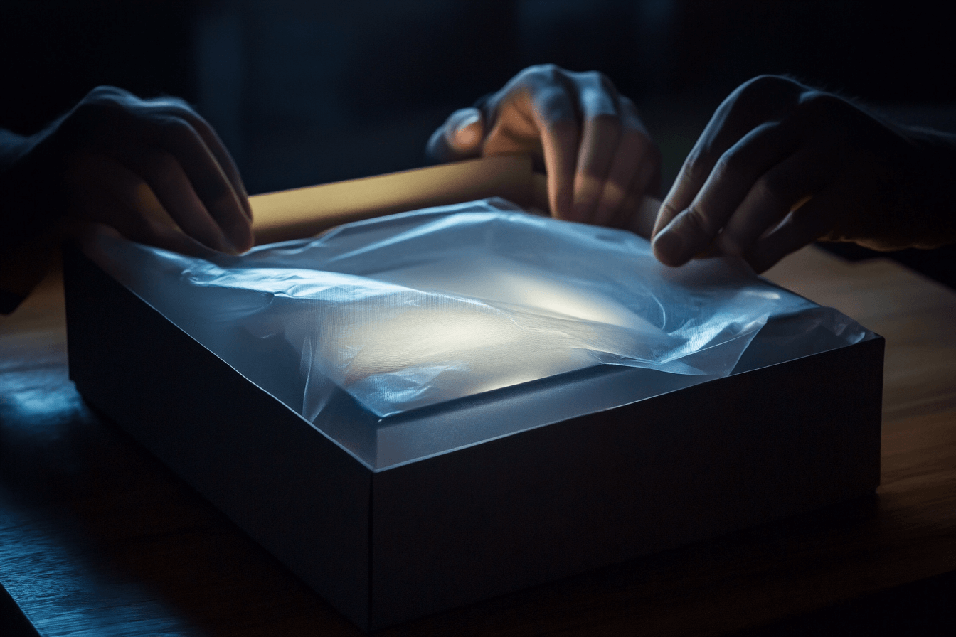 Fingers touching the box