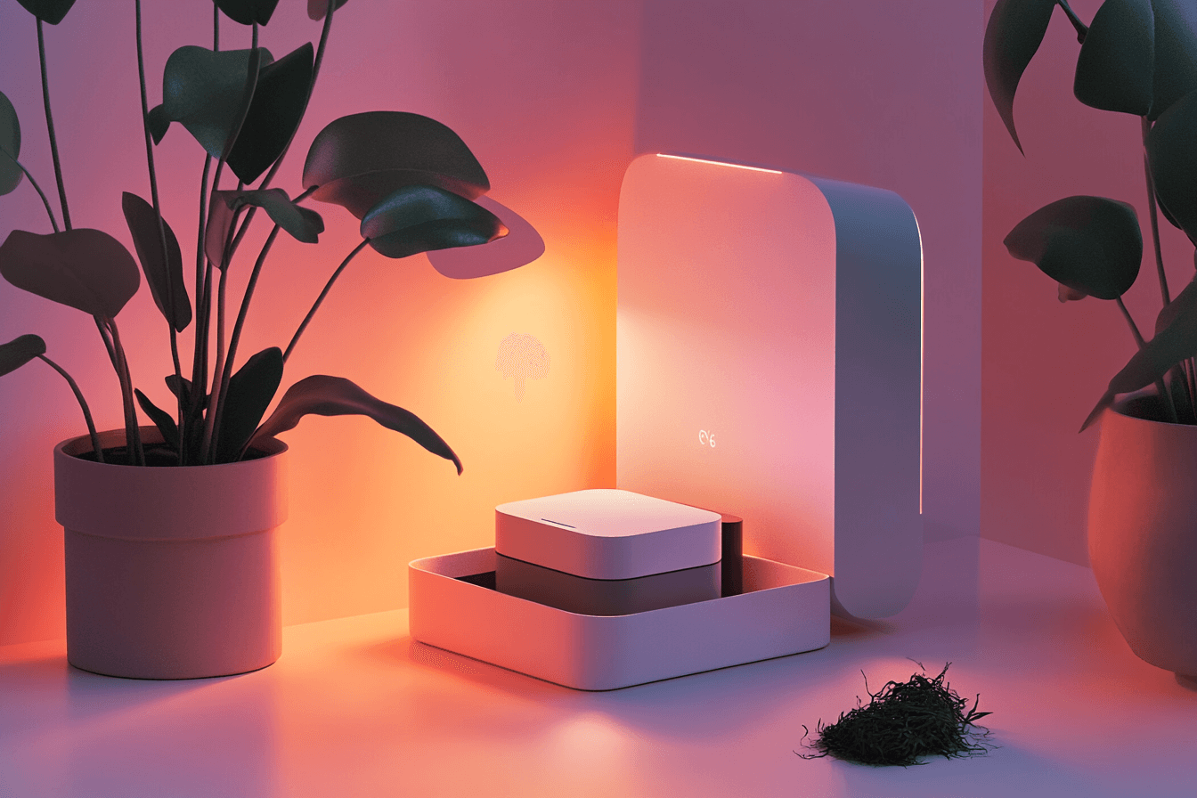 Box with a glowing product