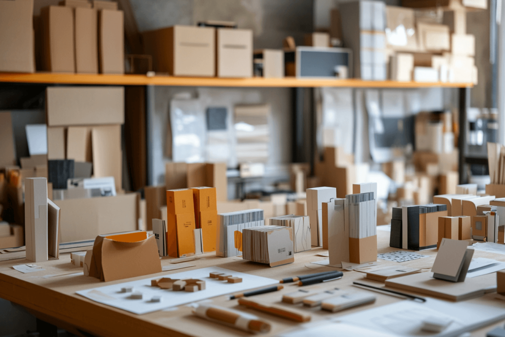 An organized workspace with modern and elegant packaging.