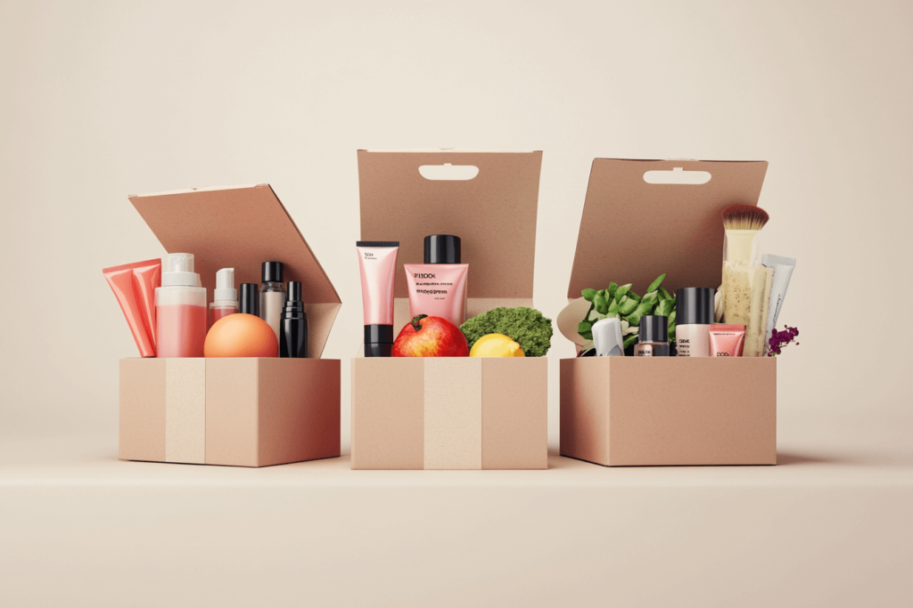 Beauty box and fruits and vegetables box