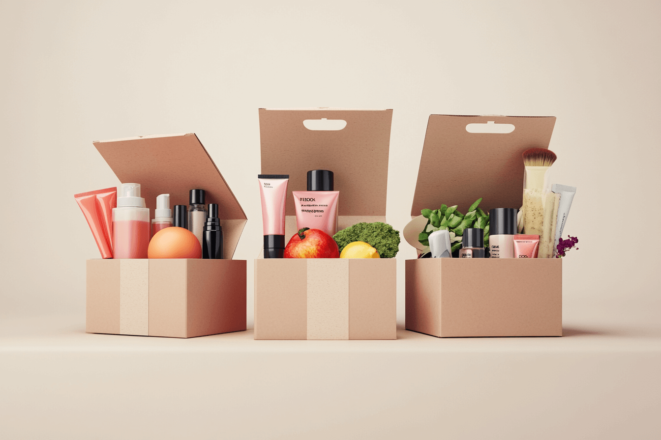 Beauty box and fruits and vegetables box