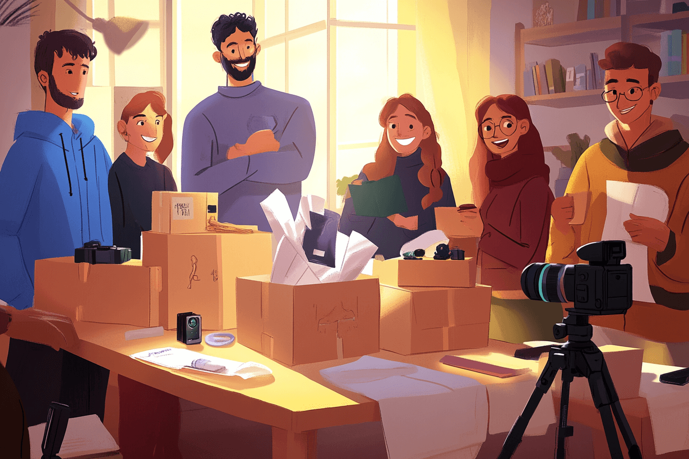 Group of people in front of a camera