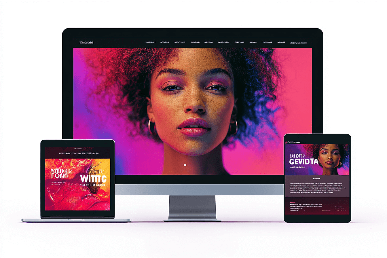 Phone and computer screens with a woman in the background.