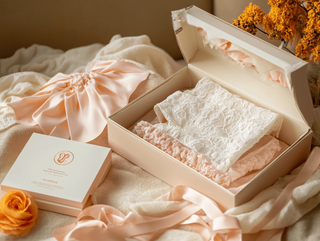 Box with lace napkins inside