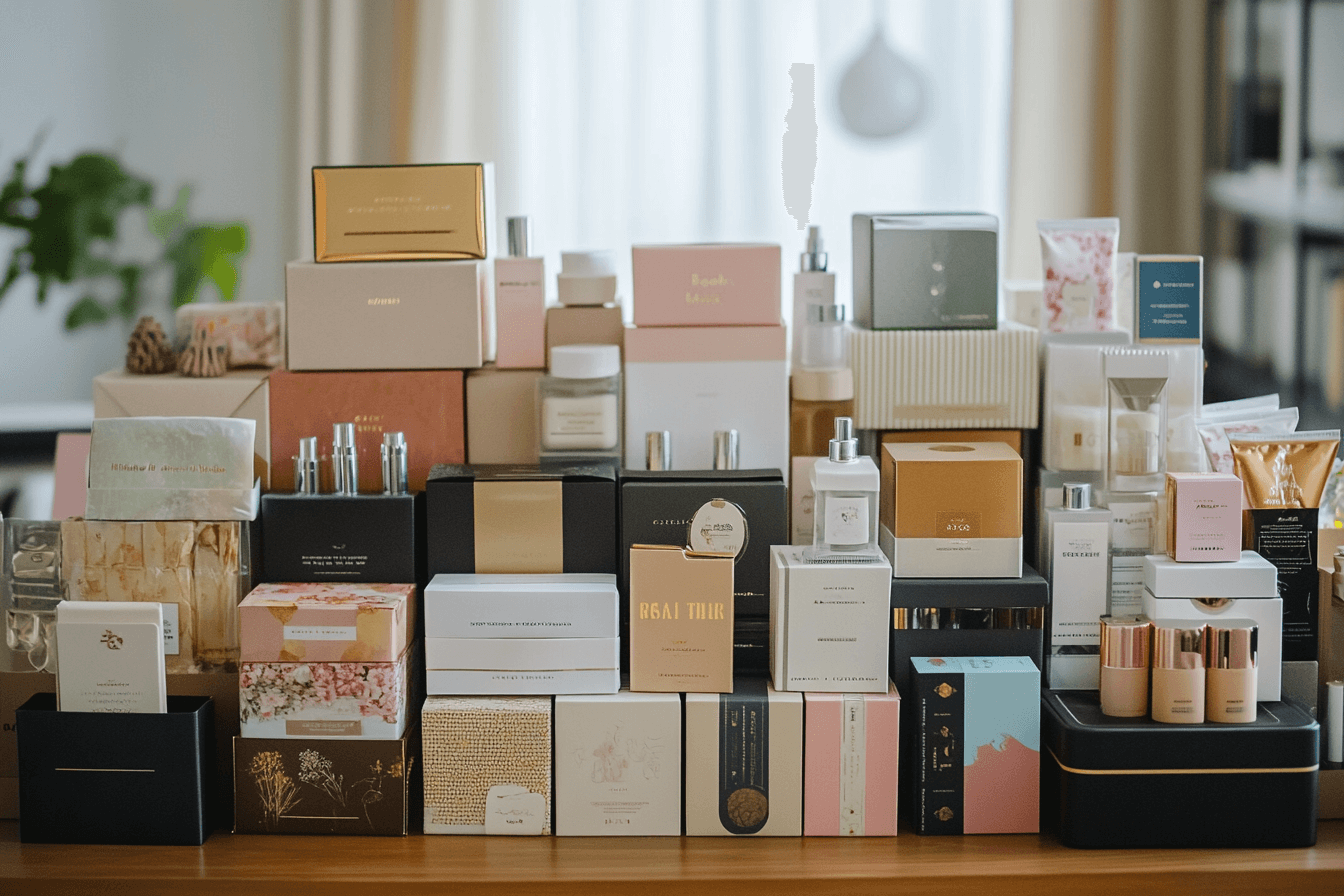 several boxes of different colors