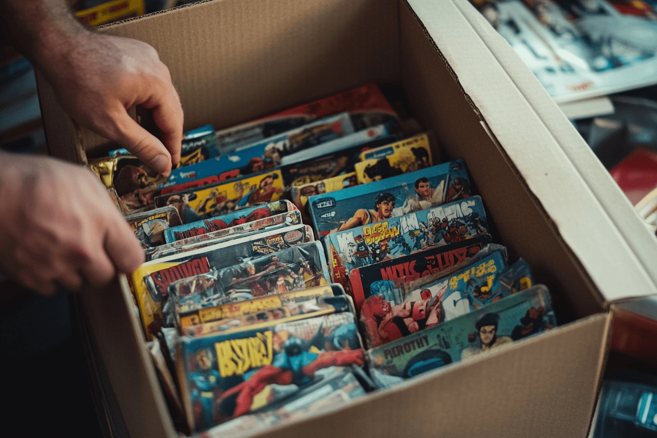 box with comic strips