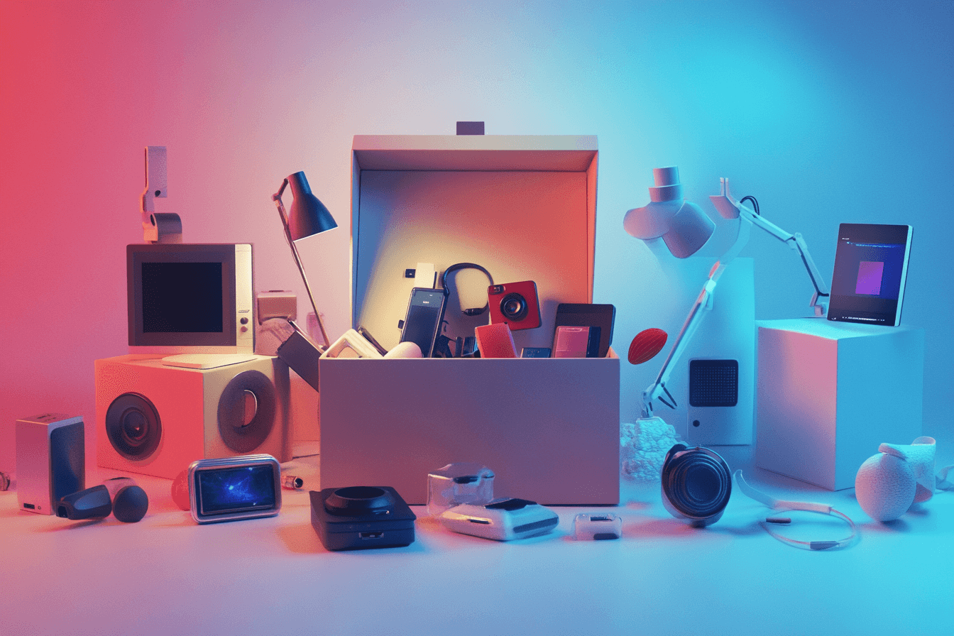 box with electronic devices inside