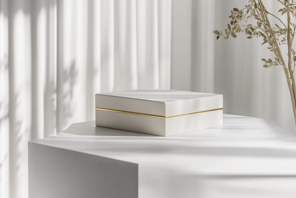 white box on a base
