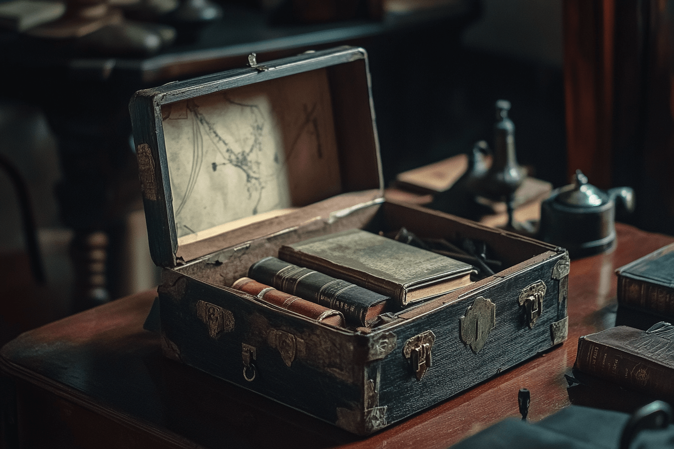Box with old books inside